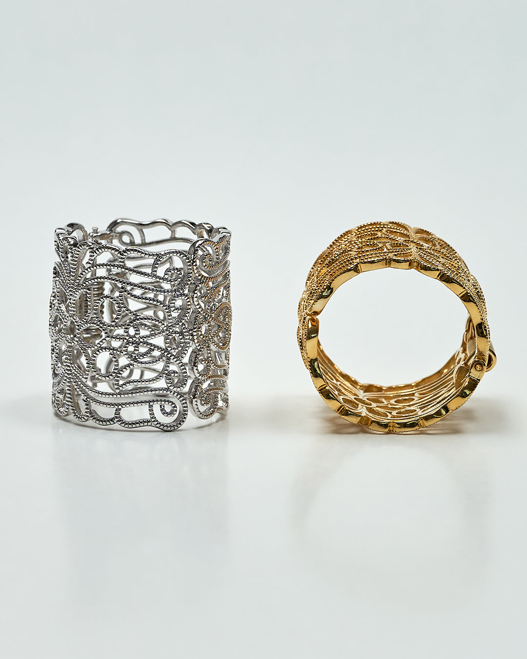 Filigree HIGH LAND Scarf Ring 18K White Gold Plated Over Brass by Alesia Chaika