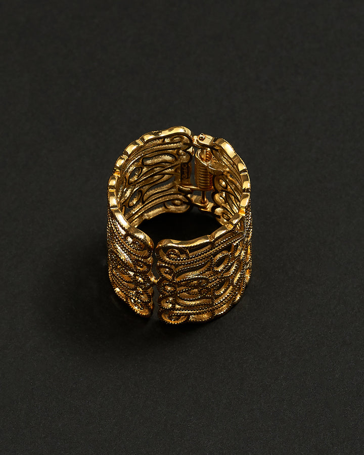 HIGH LAND Filigree Designer Scarf Charm-Ring 18K Gold Plated Brass