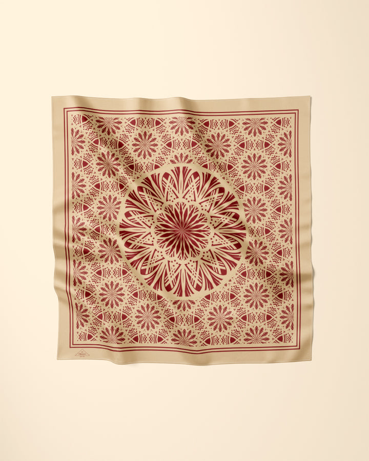 Gold Dark Red Serenity Silk Pocket Square by Alesia Chaika