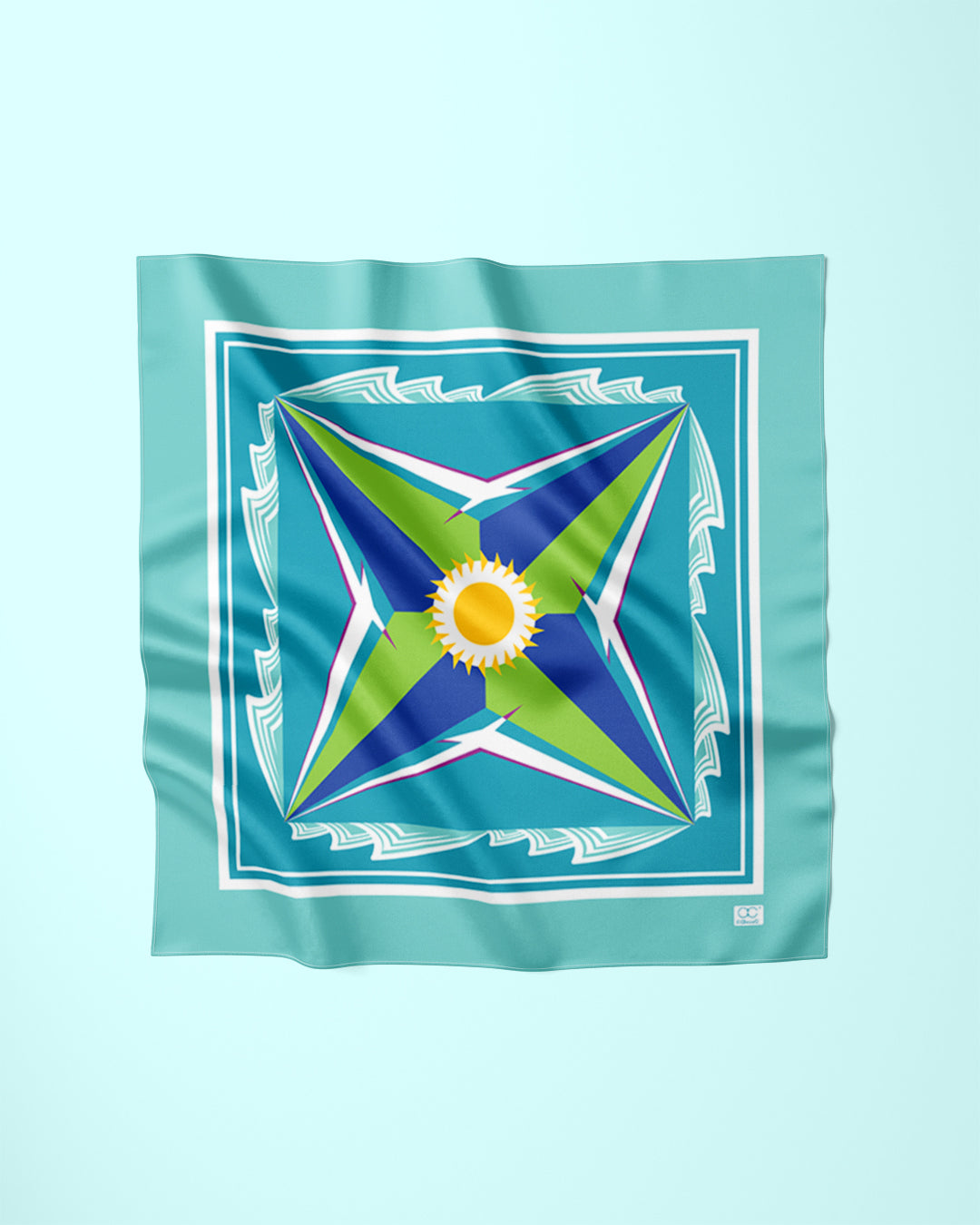 GREAT LAKE Mandala Silk Scarf – Sea Lime and Blue Mint AlesiaC.com