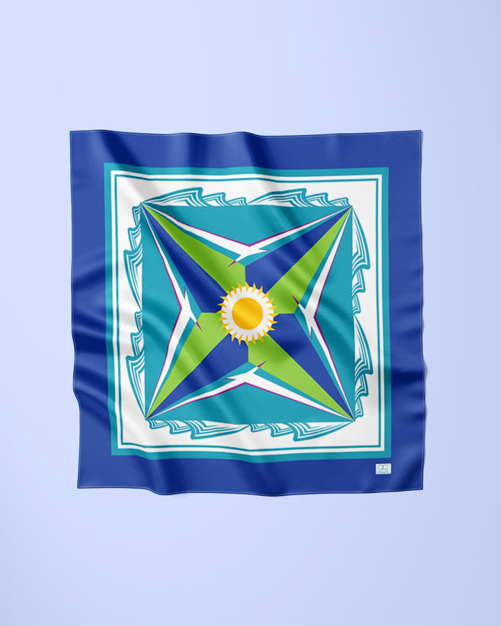 GREAT LAKE Silk Scarf – Royal Blue and Turquoise