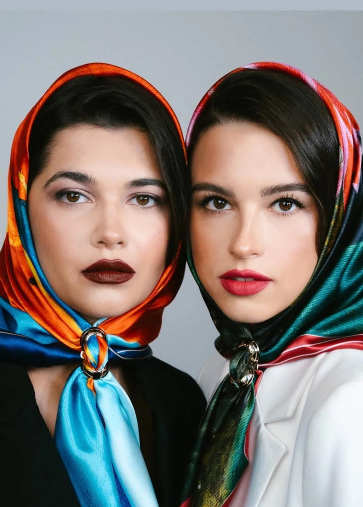 How To Tie A Head Silk Scarf With Scarf Ring by Alesia Chaika AlesiaC.com 