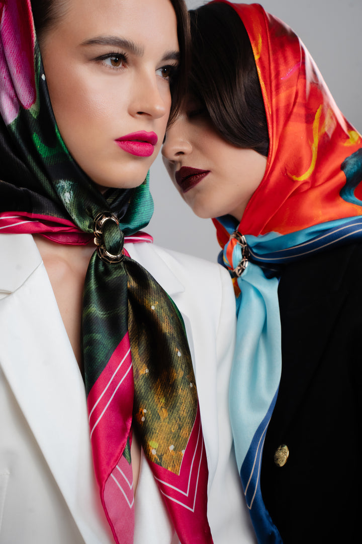 How To Tie A Head Silk Scarf With Scarf Ring by Alesia Chaika AlesiaC.com