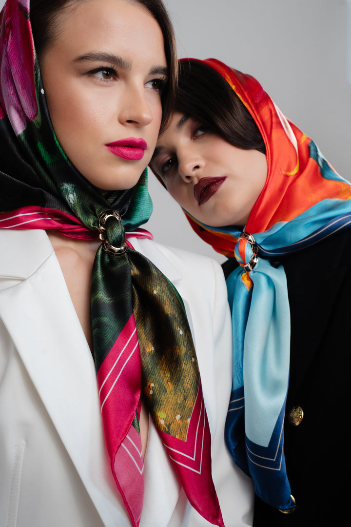 How To Tie A Head Silk Scarf With Scarf Ring by Alesia Chaika AlesiaC.com