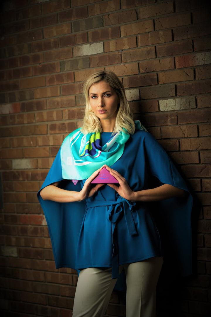 GREAT LAKE Mandala Silk Scarf – Sea Lime and Blue Mint