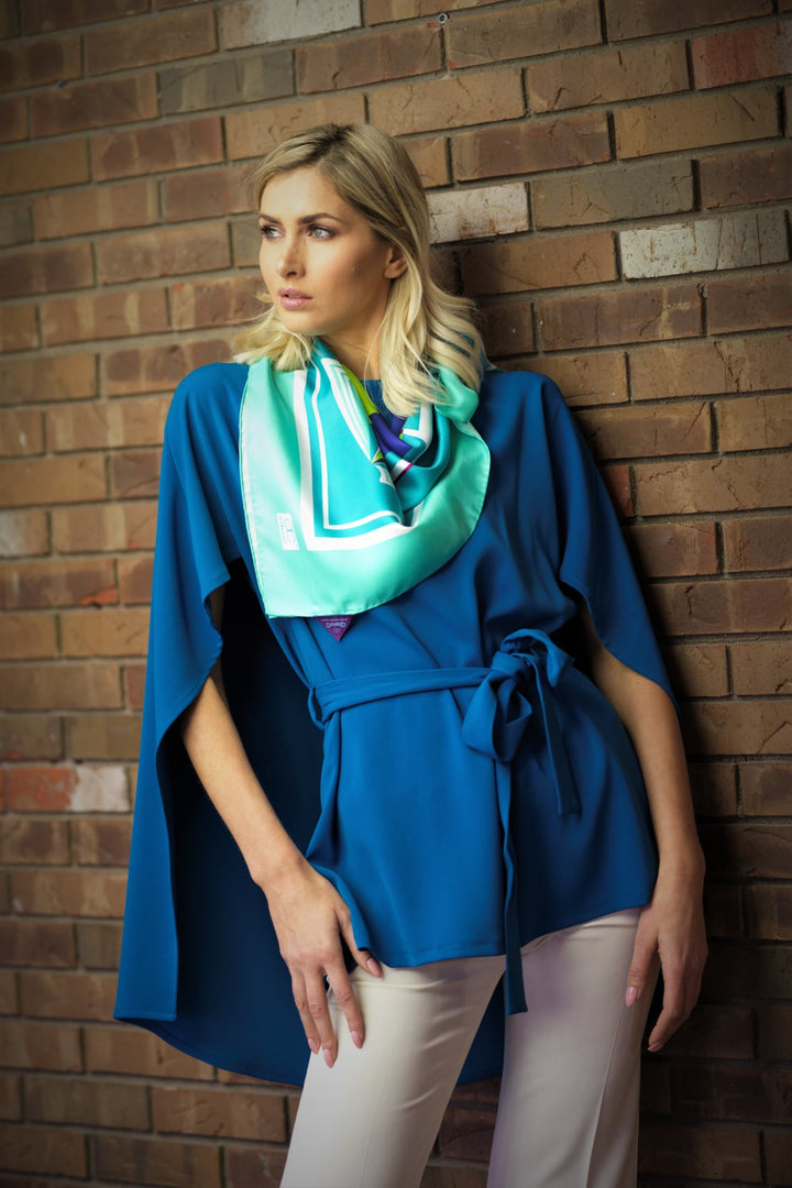 GREAT LAKE Mandala Silk Scarf – Sea Lime and Blue Mint