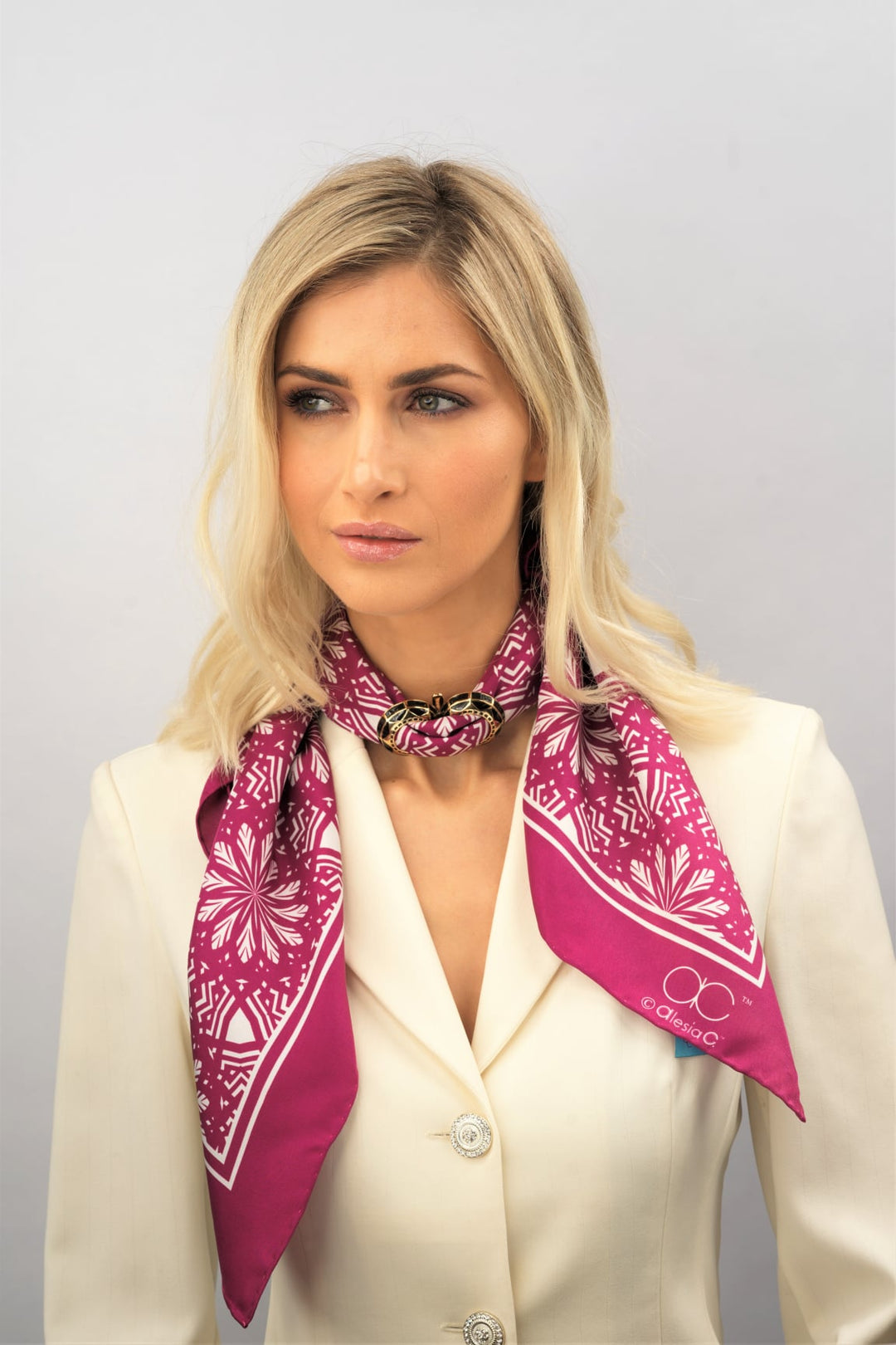 SERENITY Mandala Designer Silk Square Scarf – Purple White – Hand-Rolled Edges – Multiple Sizes