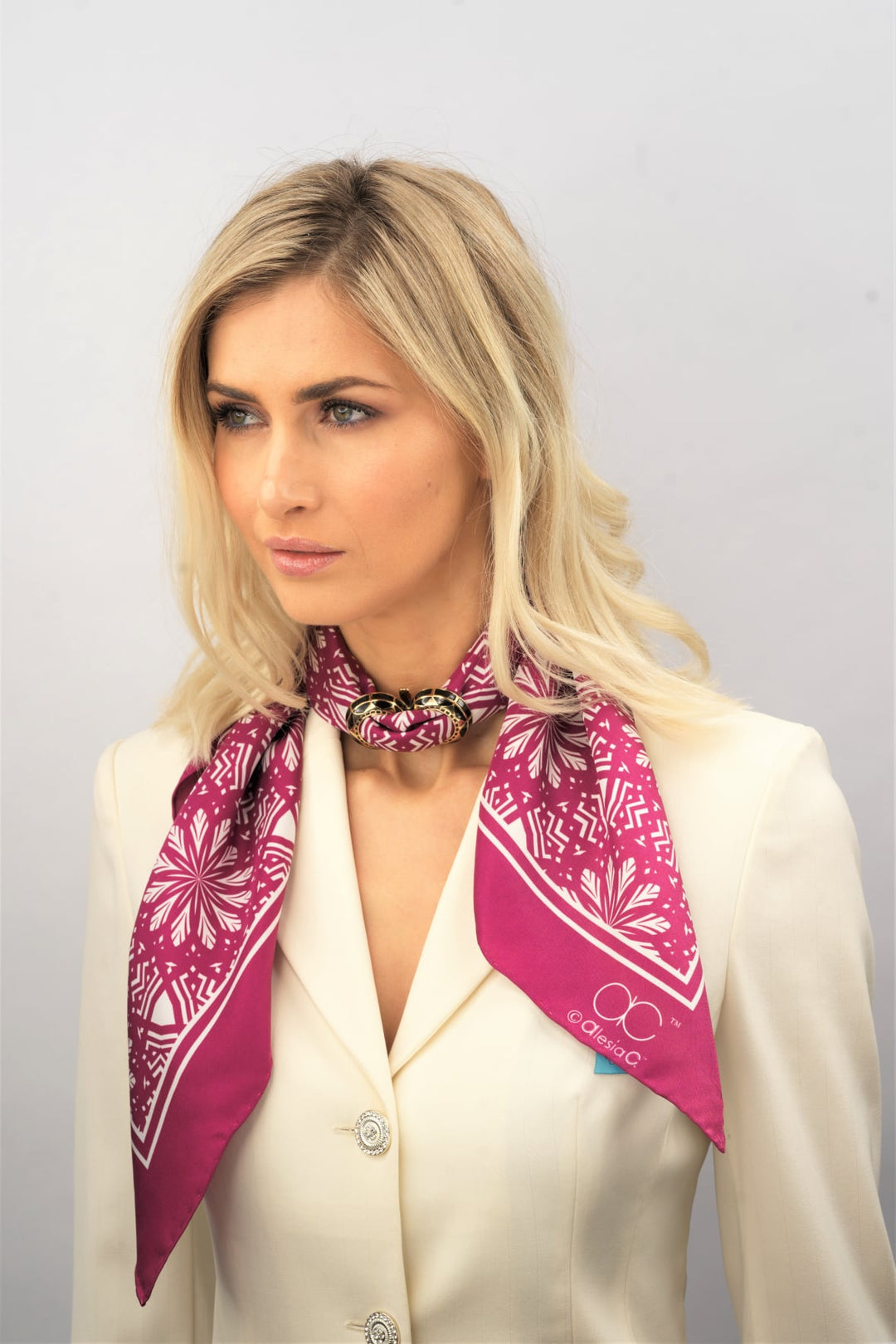 SERENITY Mandala Designer Silk Square Scarf – Purple White – Hand-Rolled Edges – Multiple Sizes