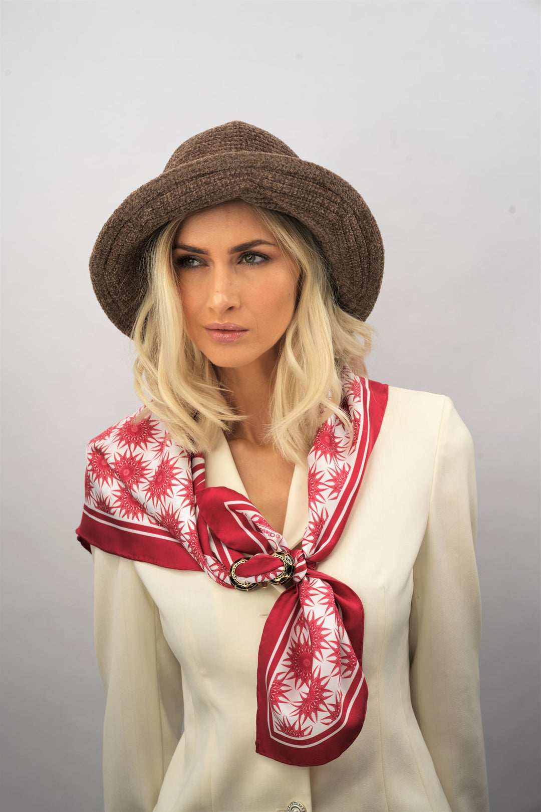 WISDOM Mandala Silk Square Scarf in Burgundy White – Multiple Sizes by Alesia Chaika