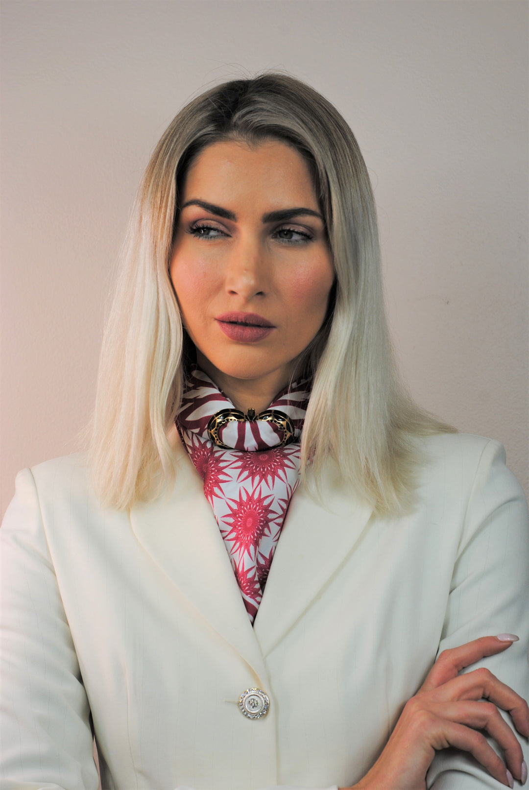 WISDOM Mandala Silk Square Scarf in Burgundy White – Multiple Sizes by Alesia Chaika