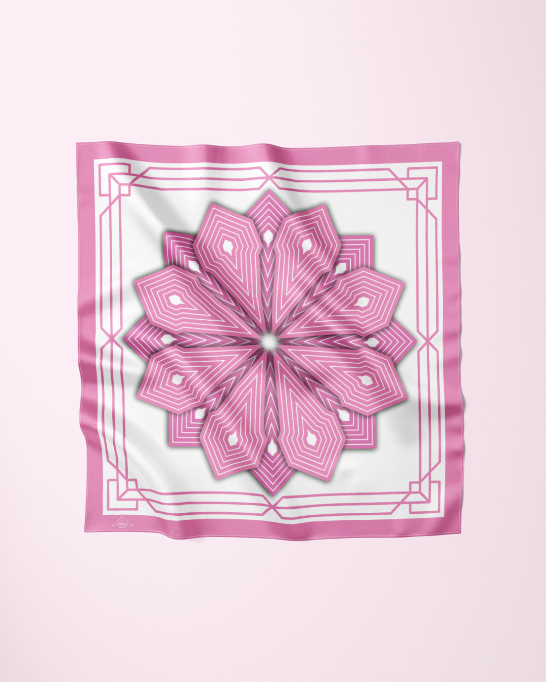 LIGHT PINK WHITE SUMATRA Mandala Designer Silk Scarf by Alesia Chaika