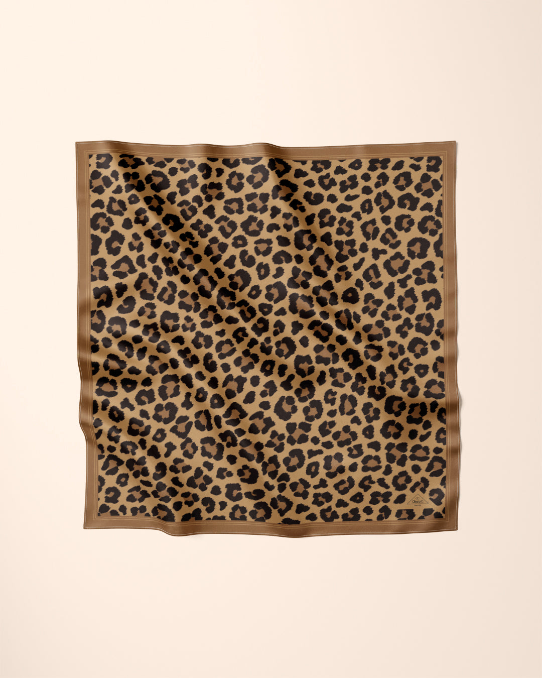 Leopard Silk Designer Scarf in Brown and Black – Cheetah Print Square Accessory