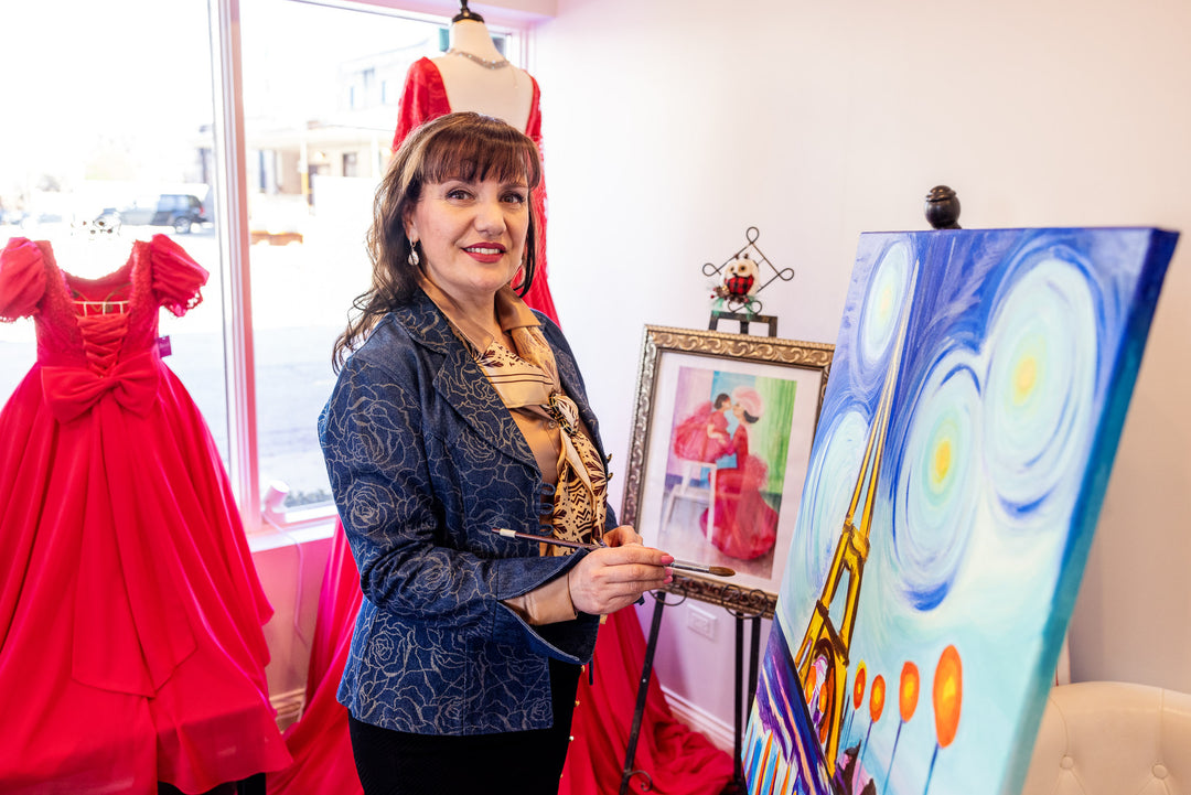 Paris Vibes Pure Silk Scarf in Royal Blue and Bright Yellow – Alesia C. Art-A-Porte Collection