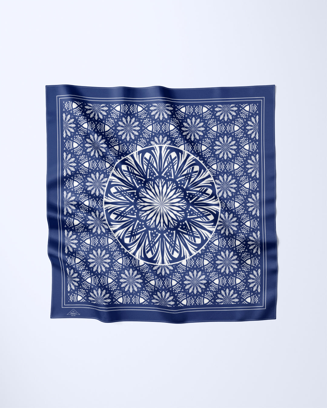 Navy Blue White Serenity Silk Pocket Square by Alesia Chaika