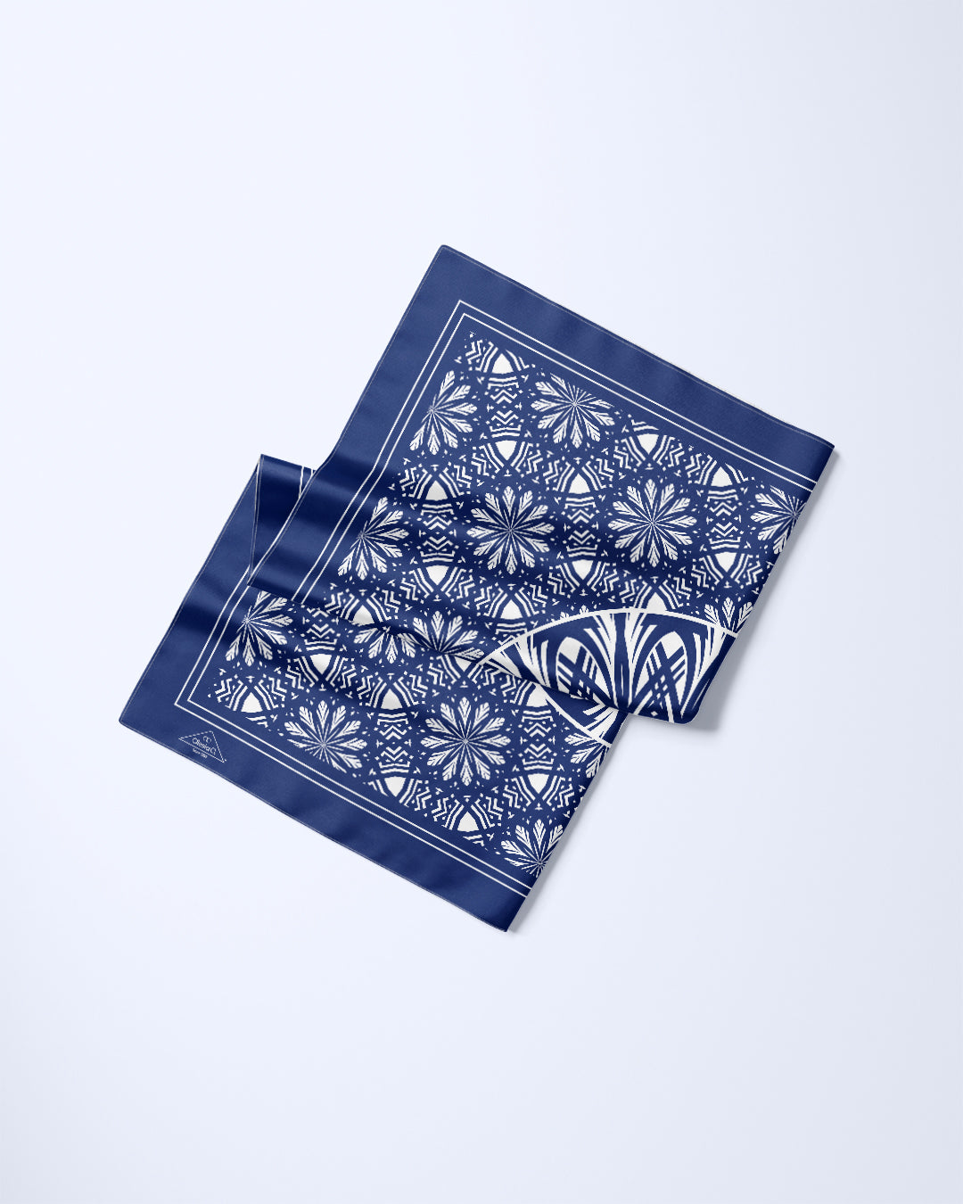 Navy Blue White Serenity Silk Pocket Square by Alesia Chaika