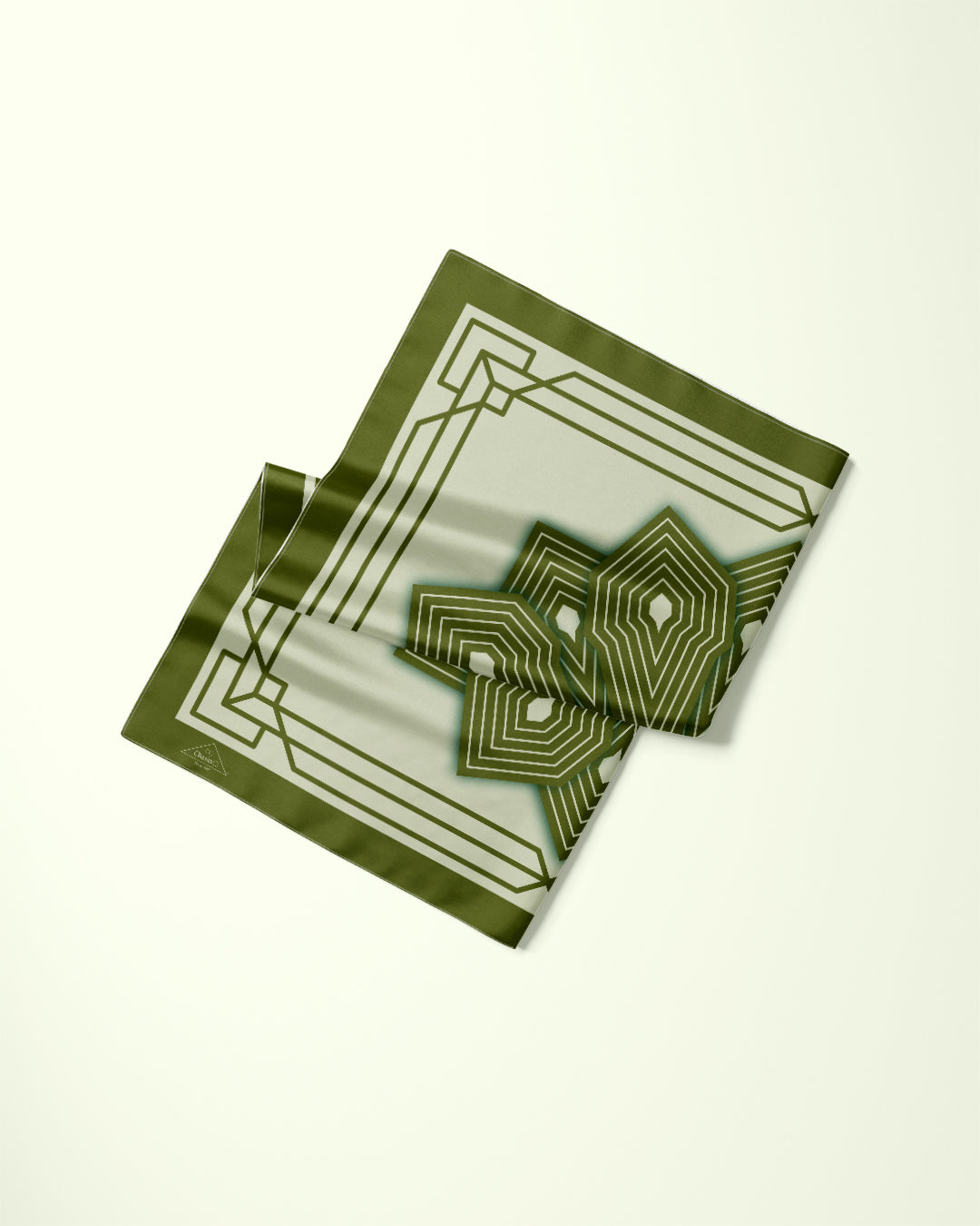 Olive Sage SUMATRA Mandala Designer Silk Pocket Square 12x12 Alesia Chaika