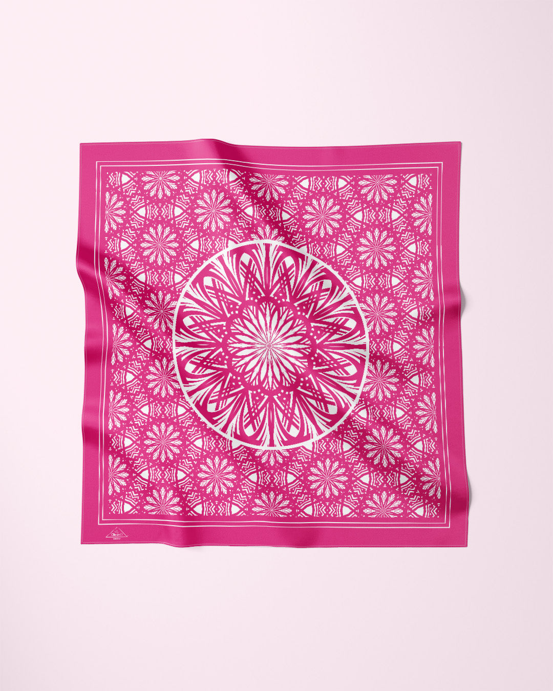 PINK SERENITY Mandala Designer Silk Scarf  Pink White Art A Porte by Alesia Chaika