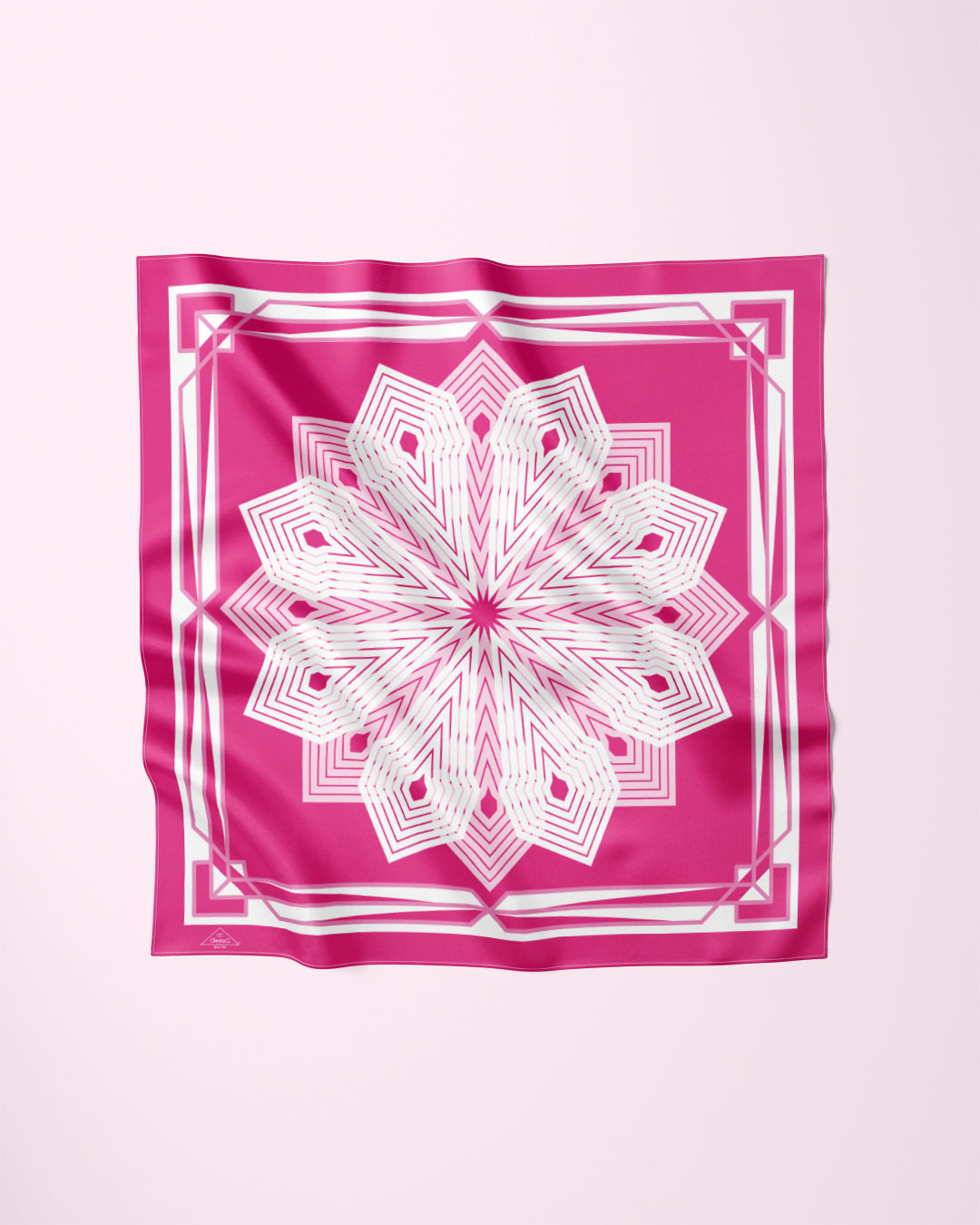 PINK WHITE KALEIDOSCOPE Mandala Designer Silk Scarf by Alesia Chaika