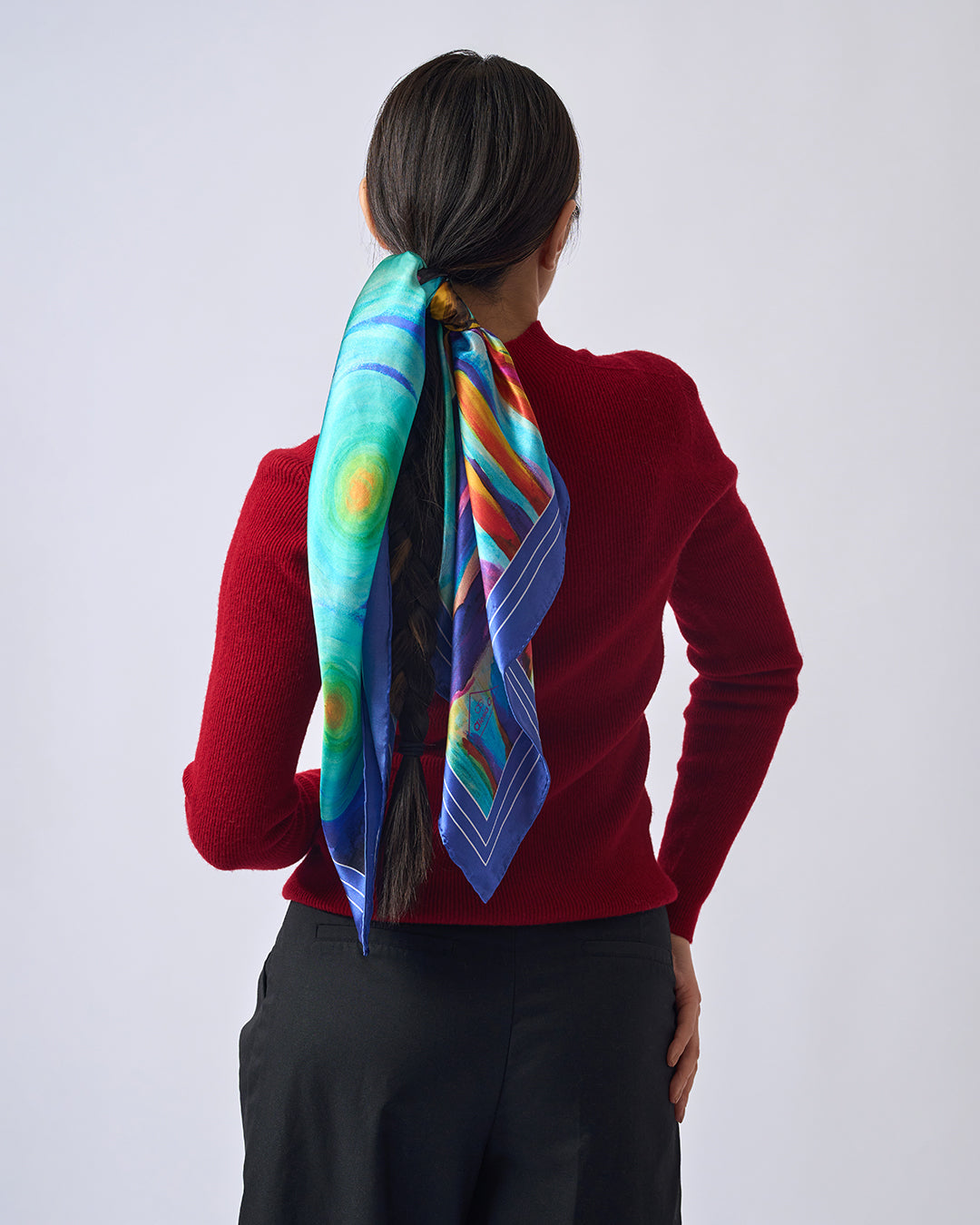 Paris Vibes Pure Silk Scarf in Royal Blue and Bright Yellow – Alesia C. Art-A-Porte Collection