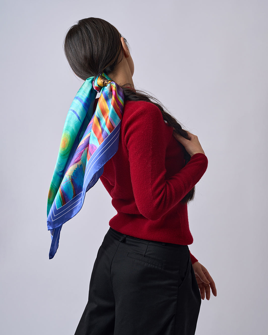 Paris Vibes Pure Silk Scarf in Royal Blue and Bright Yellow – Alesia C. Art-A-Porte Collection