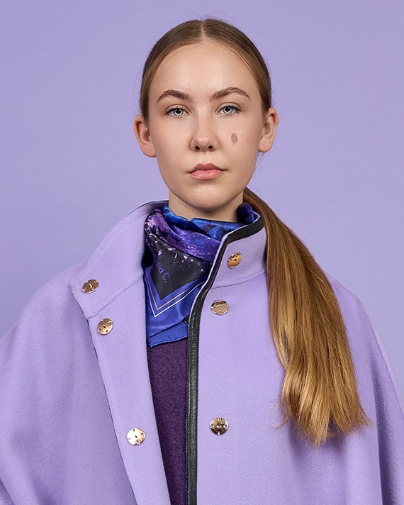 UNIVERSE MILKY WAY Designer Silk Scarf in Purple Royal Blue Art A Porte by Alesia Chaika AlesiaC.com
