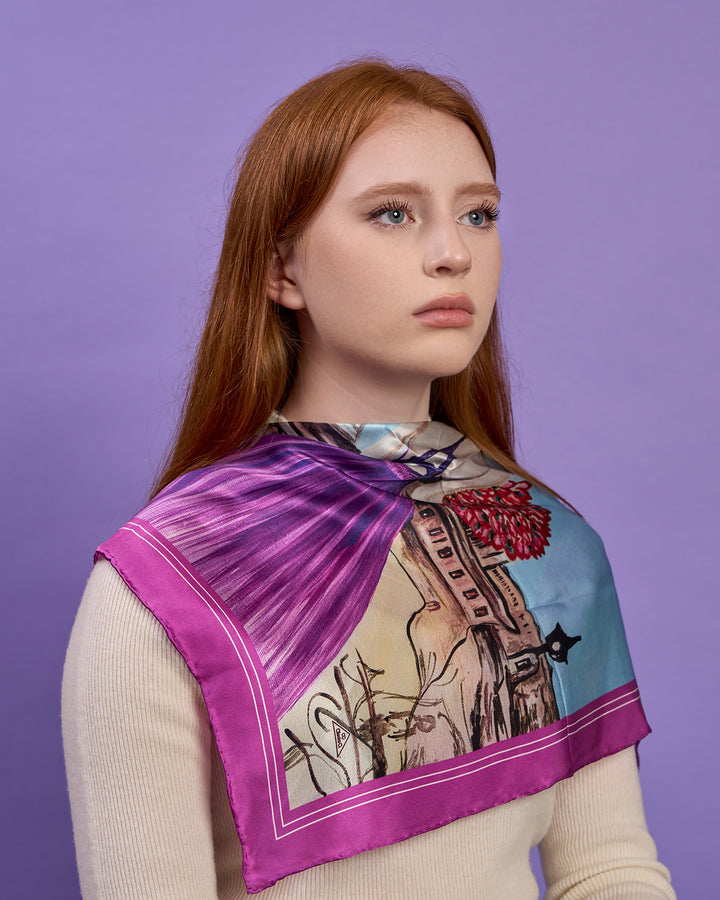 Lavender Designer Pure 100% Silk Scarf Paris by Alesia C. AlesiaC.com