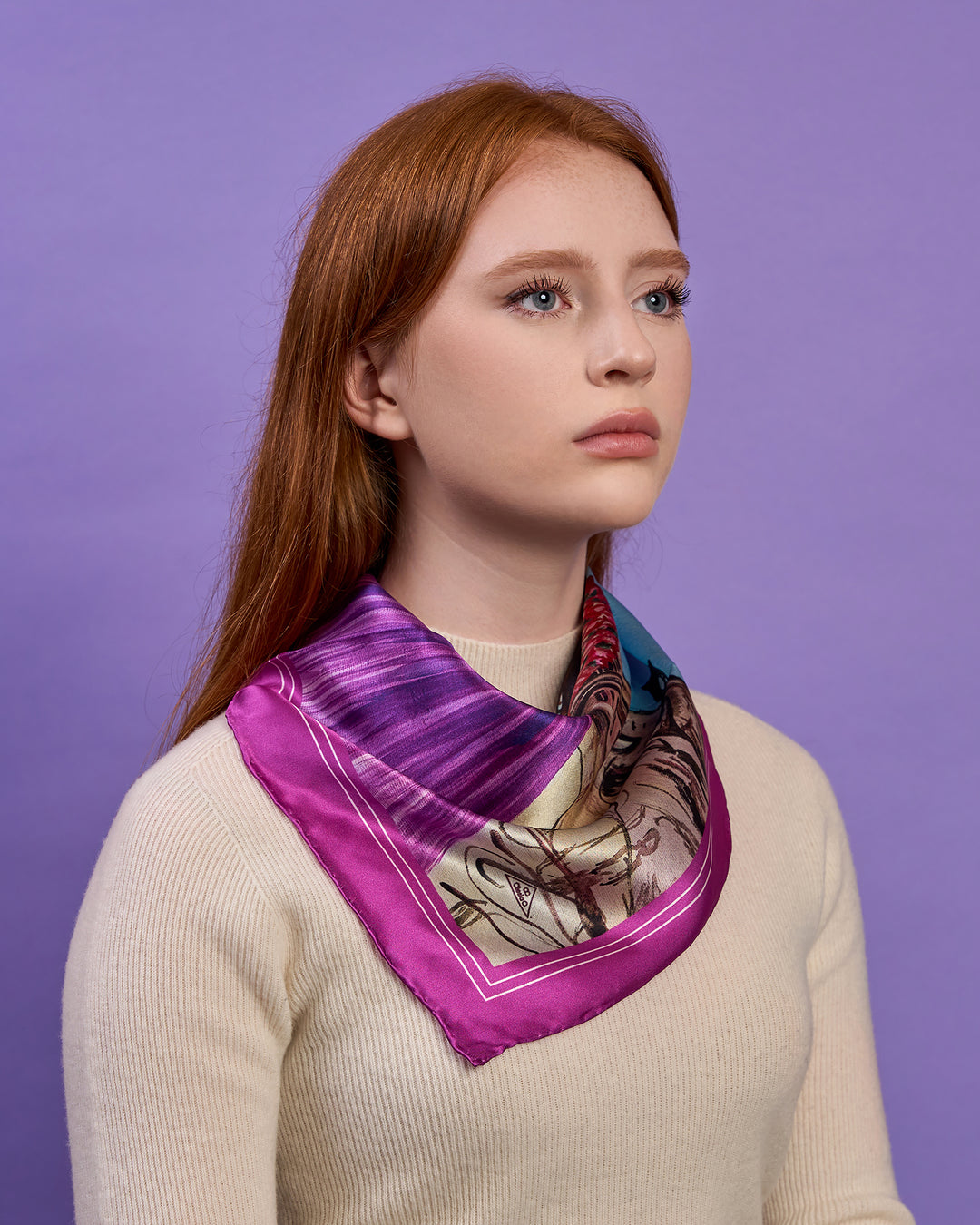 Lavender Designer Pure 100% Silk Scarf Paris by Alesia C. AlesiaC.com