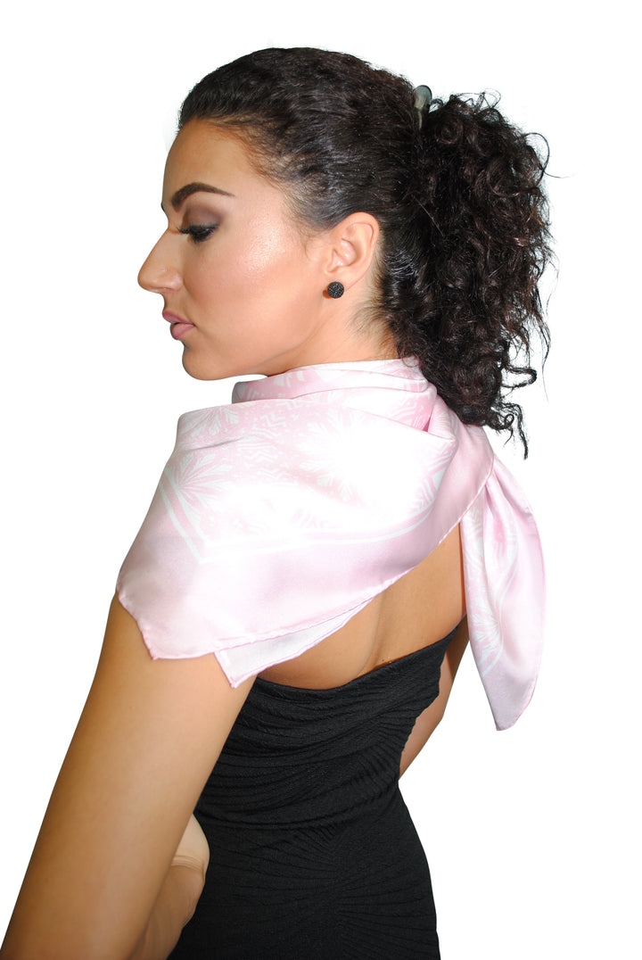 SERENITY Candy Pink Mandala Designer Silk Scarf – Hand-Rolled Edges – Multiple Sizes