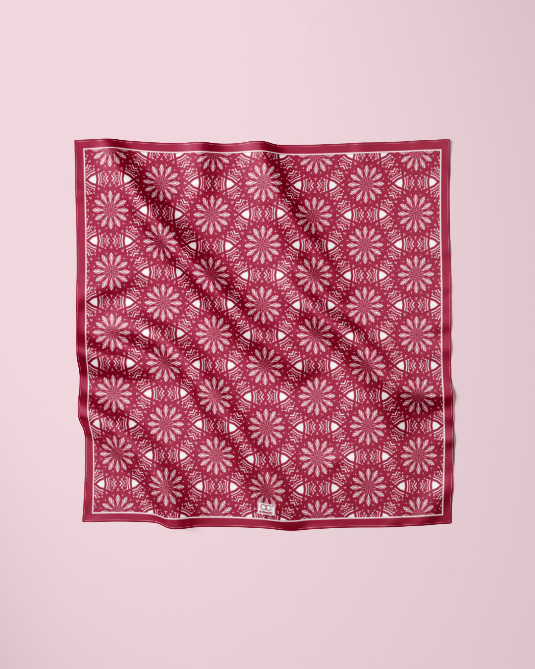 ASTER Mandala Pure Silk Square Scarf Red White by Alesia Chaika