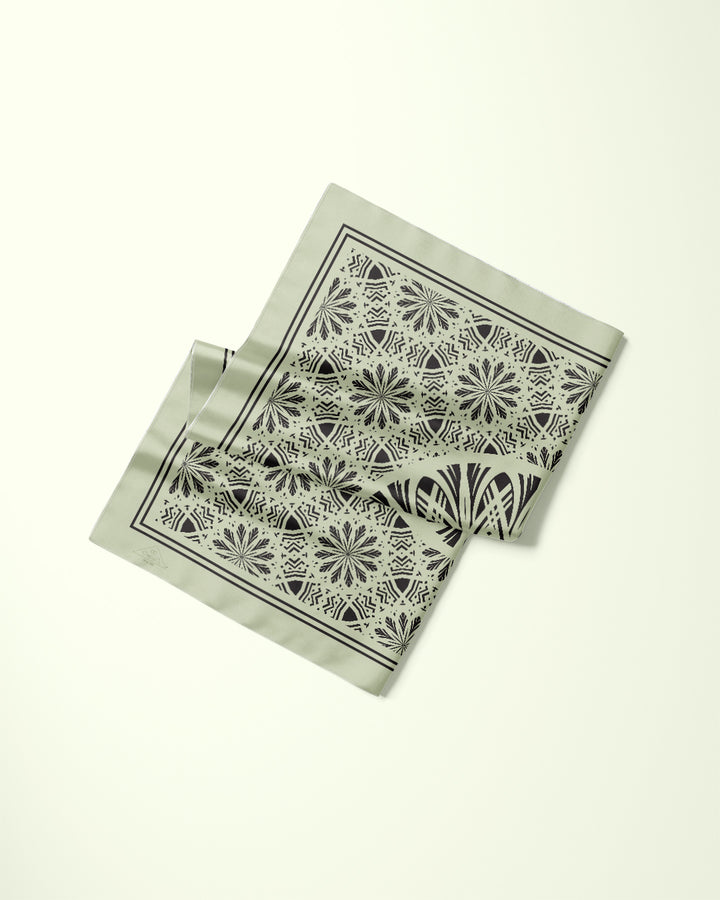 Sage Black Serenity Silk Pocket Square by Alesia Chaika