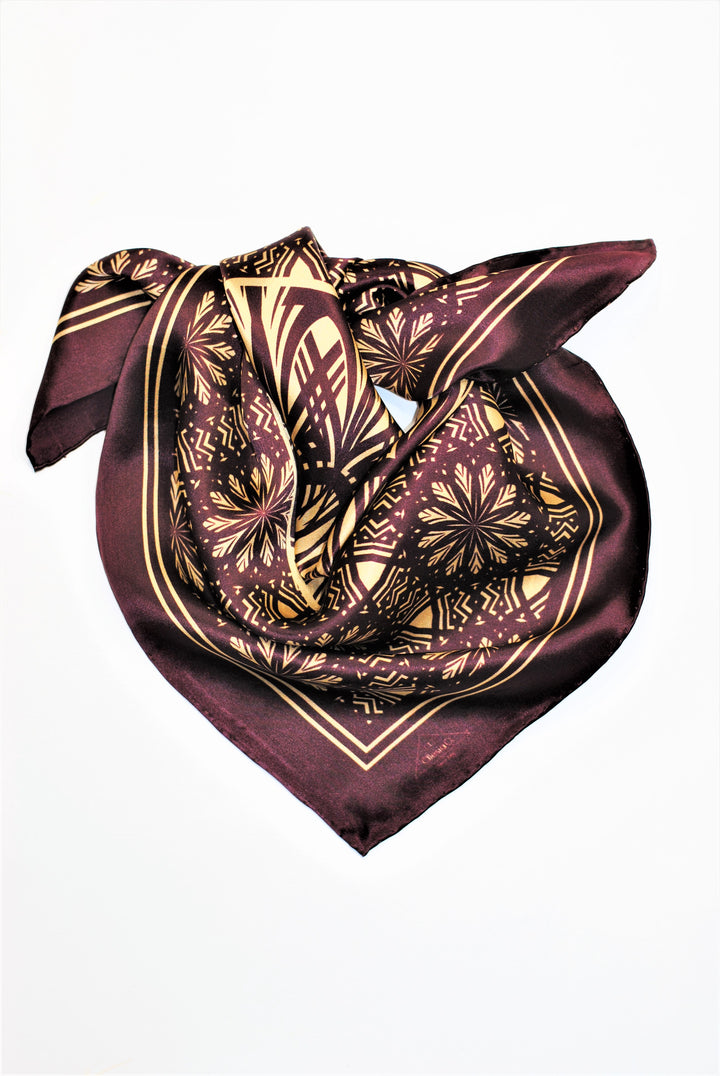 21"x21" SERENITY Spiritual Mandala Art Silk Scarf in Brown-Beige by Alesia Chaika AlesiaC.com 1