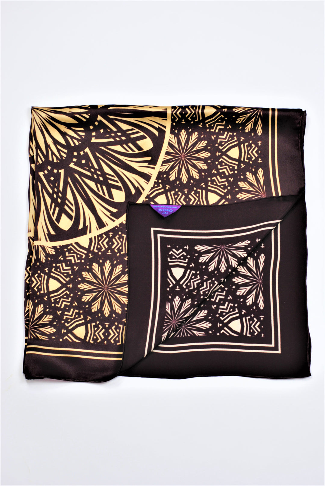 SERENITY Spiritual Mandala Art Silk Scarf in Brown-Beige by Alesia Chaika AlesiaC.com 1