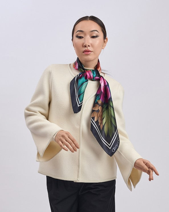 Silken Peonies Pure Silk Scarf in Pink Orange Blue Green and Black – Alesia C. Floral Collection