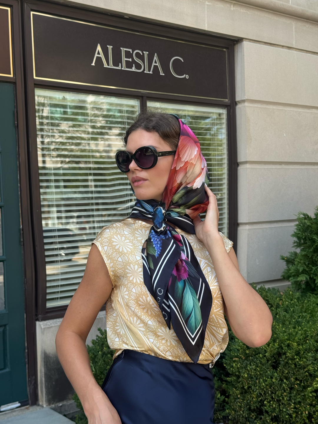Silken Peonies Pure Silk Scarf in Pink Orange Blue Green and Black – Alesia C. Floral Collection