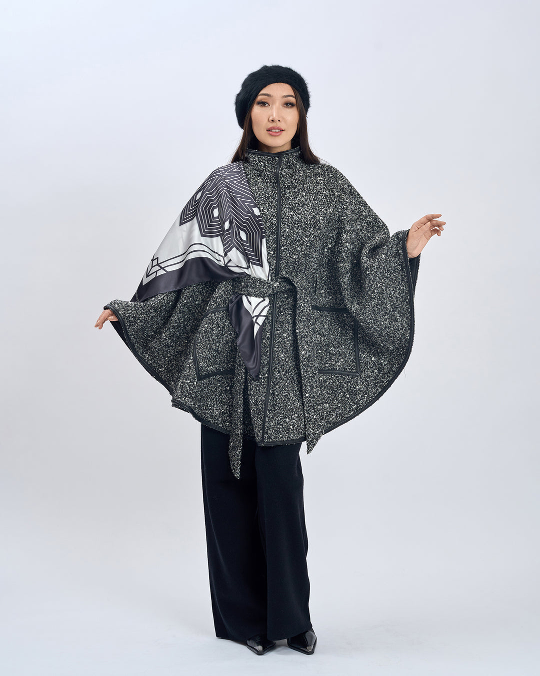 SUMATRA Mandala Silk Scarf – Black and White