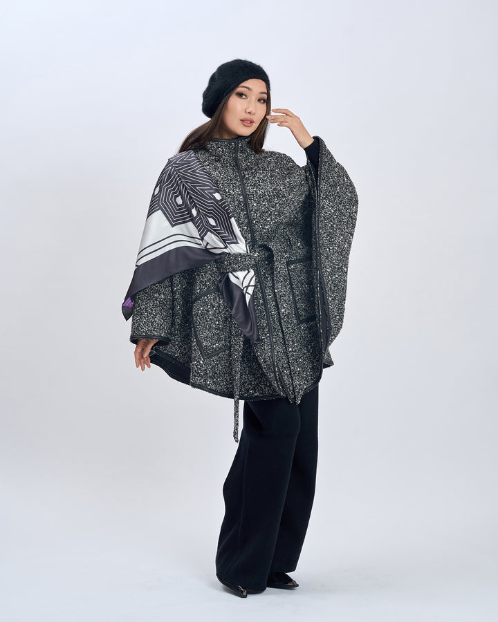 SUMATRA Mandala Silk Scarf – Black and White