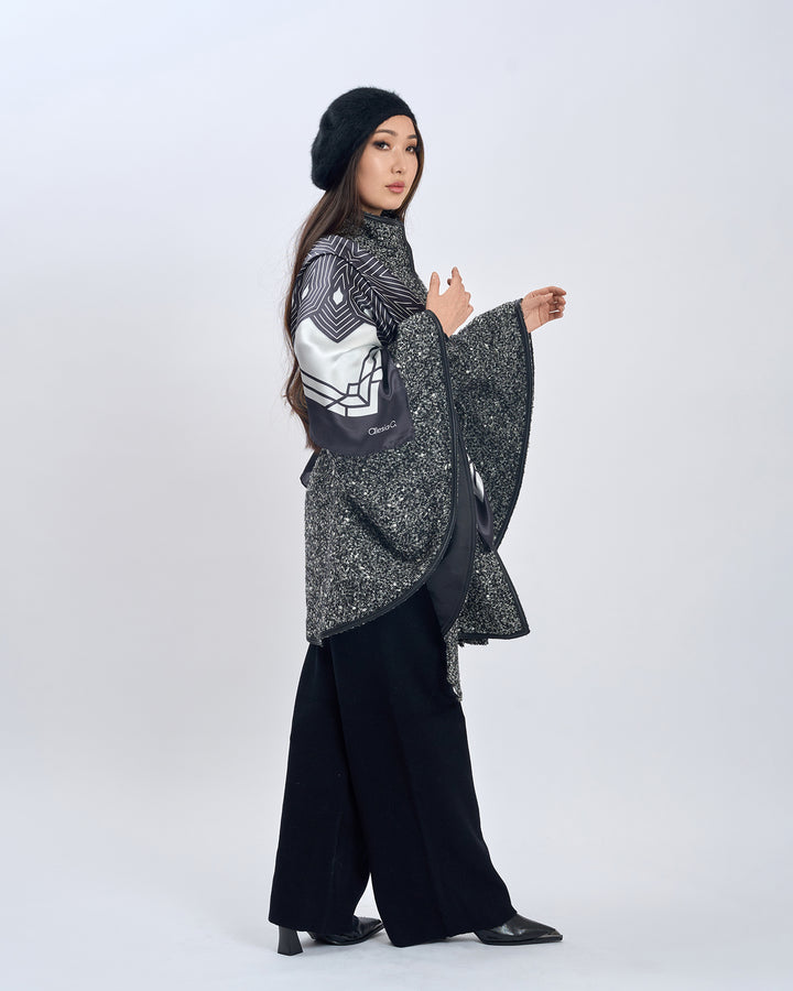 SUMATRA Mandala Silk Scarf – Black and White