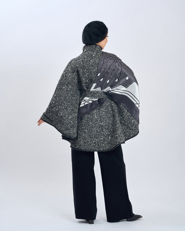 SUMATRA Mandala Silk Scarf – Black and White