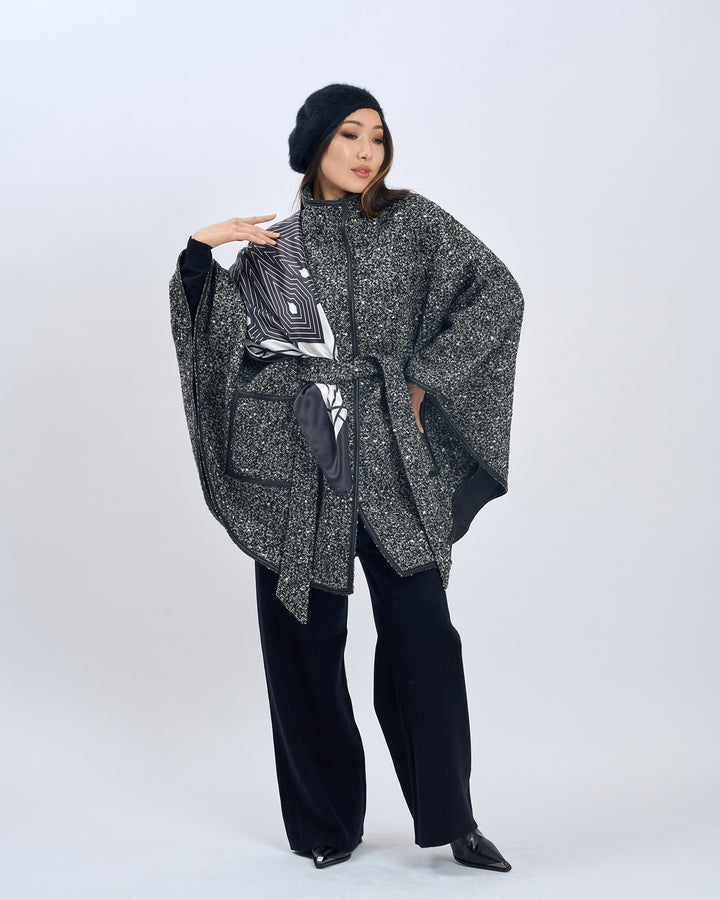 SUMATRA Mandala Silk Scarf – Black and White