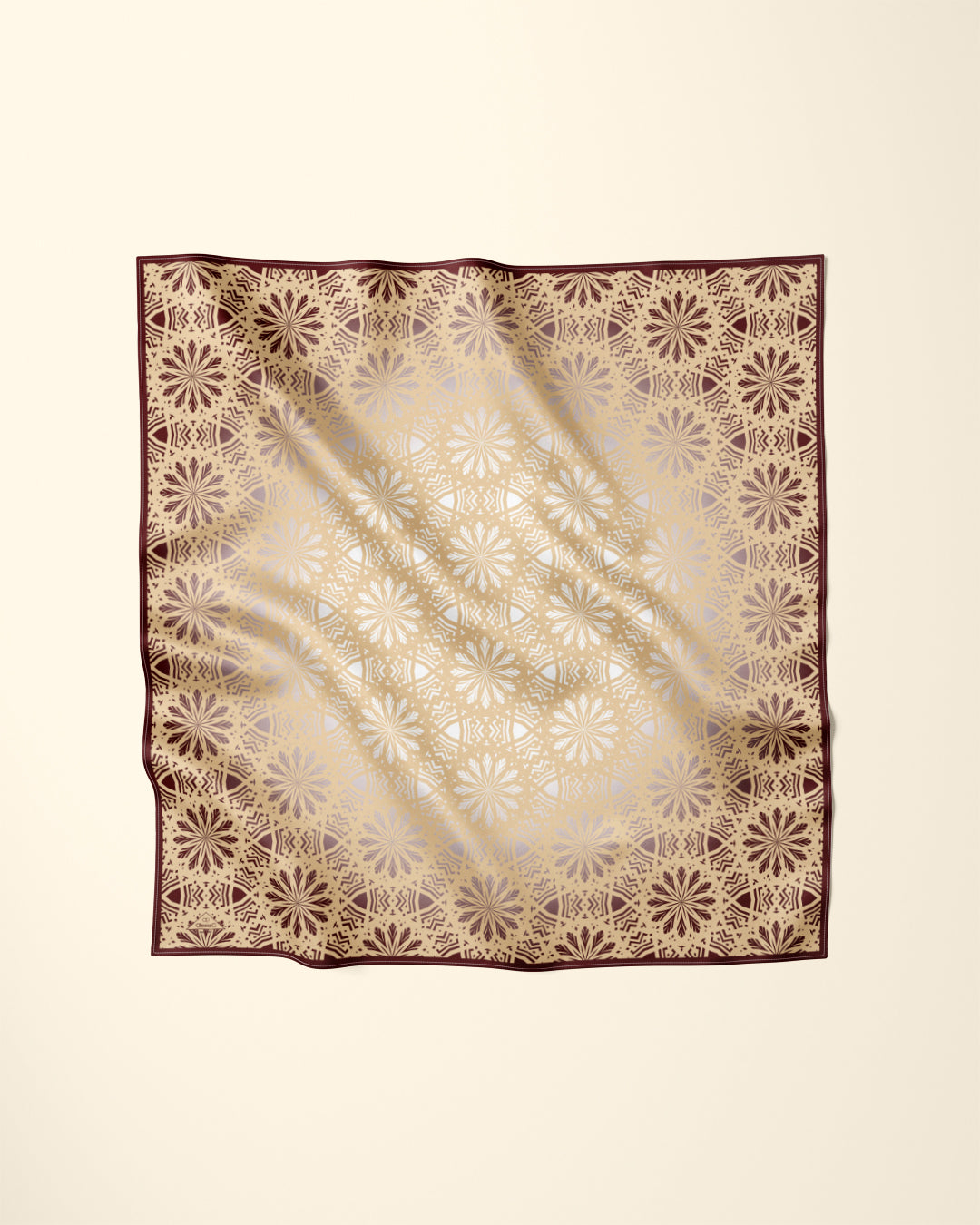 Sunny Lace Beige Brown Silk Pocket Square by Alesia Chaika