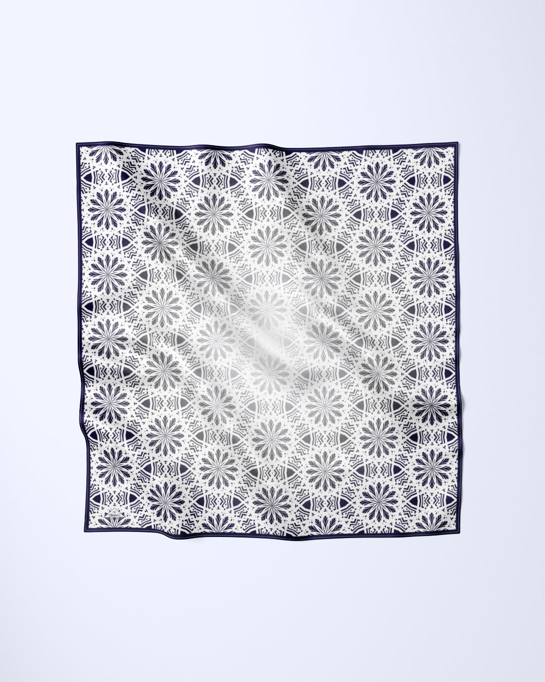 SUNNY LACE Mandala Designer Silk Scarf Black White by Alesia Chaika