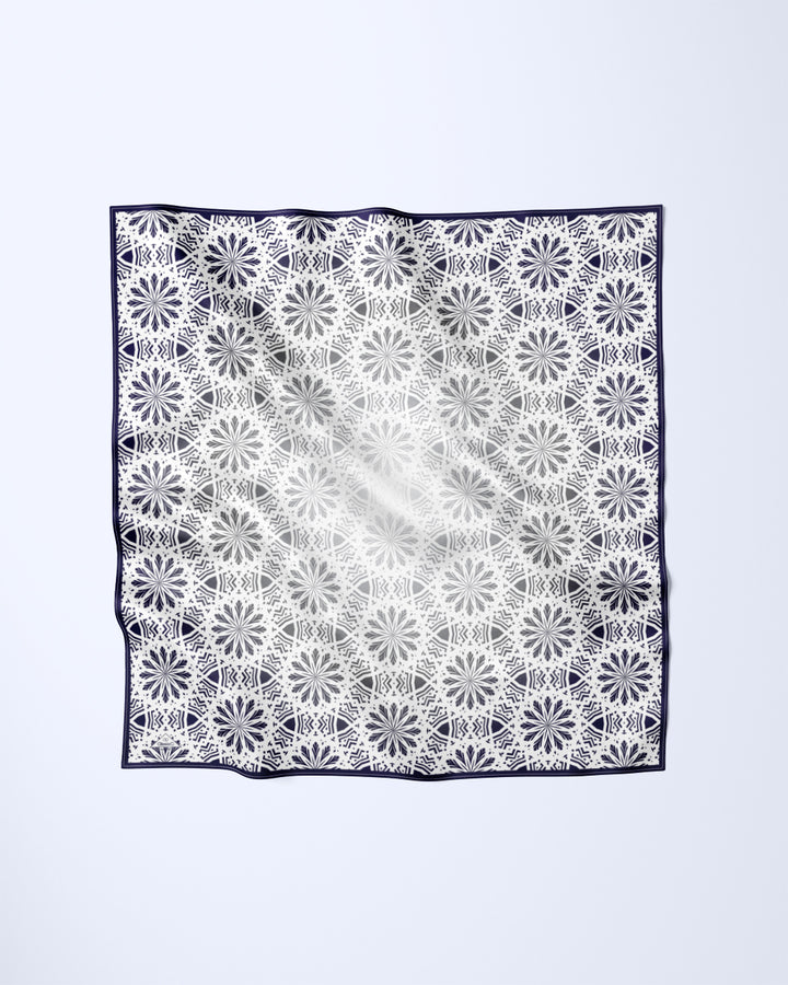 SUNNY LACE Mandala Designer Silk Scarf Black White by Alesia Chaika