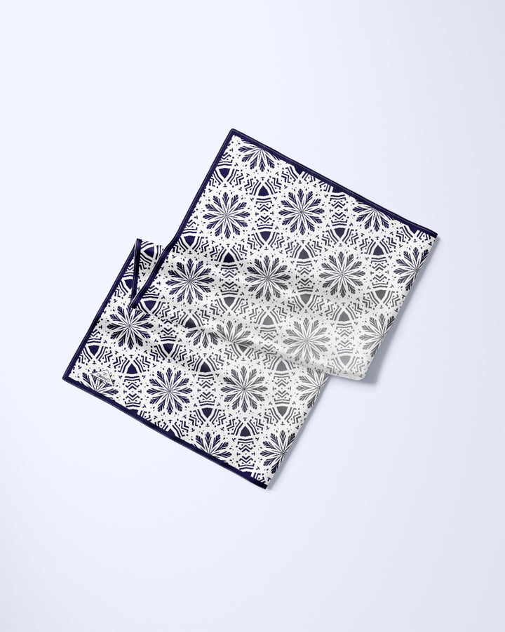 SUNNY LACE Mandala Designer Silk Scarf Black White by Alesia Chaika