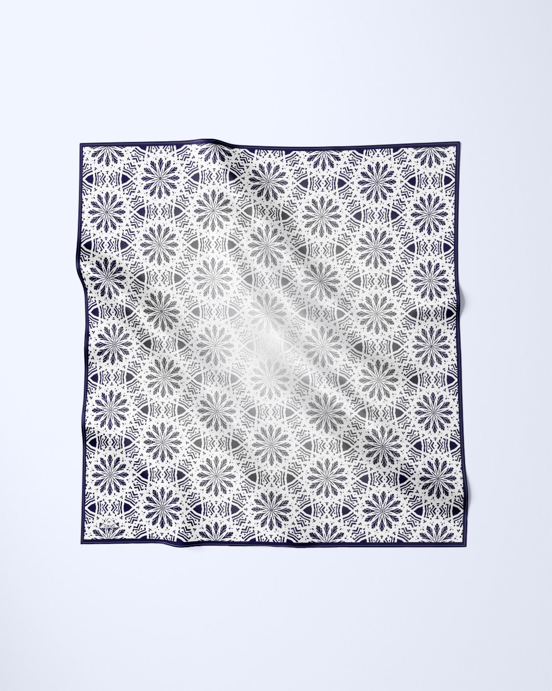 SUNNY LACE Mandala Designer Silk Scarf Black White by Alesia Chaika