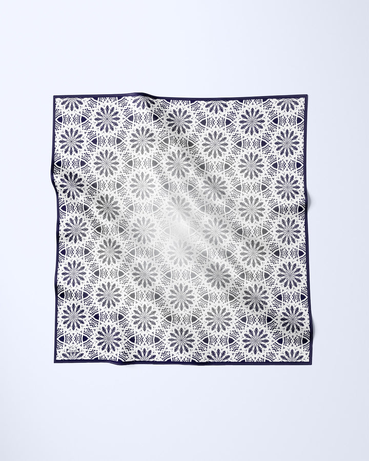 Sunny Lace Black White Silk Pocket Square by Alesia Chaika