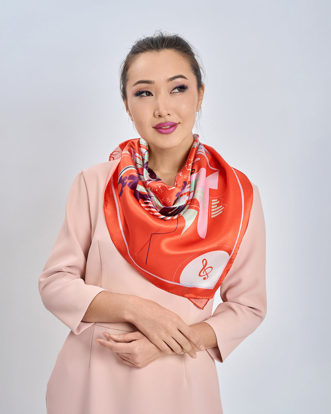 Symphony of Innovation Silk Scarf - Orange Mint Green - Alesia C. AI Era Collection