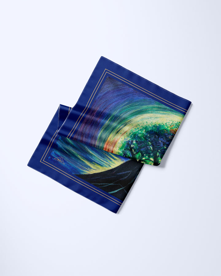 Tree of Life Multicolor Silk Pocket Square by Alesia Chaika