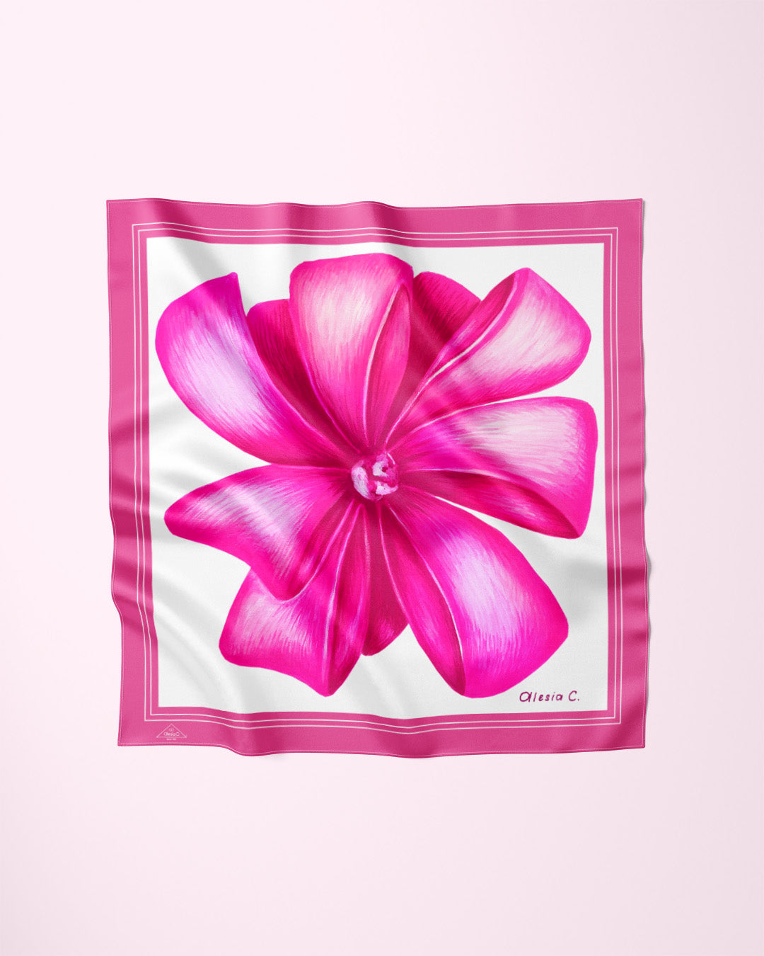 PINK BOW 100% SILK SCARF IN PINK