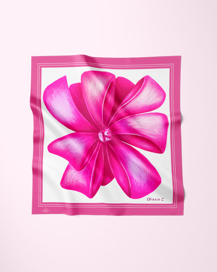 Gift Bow 100% Silk Scarf in Pink
