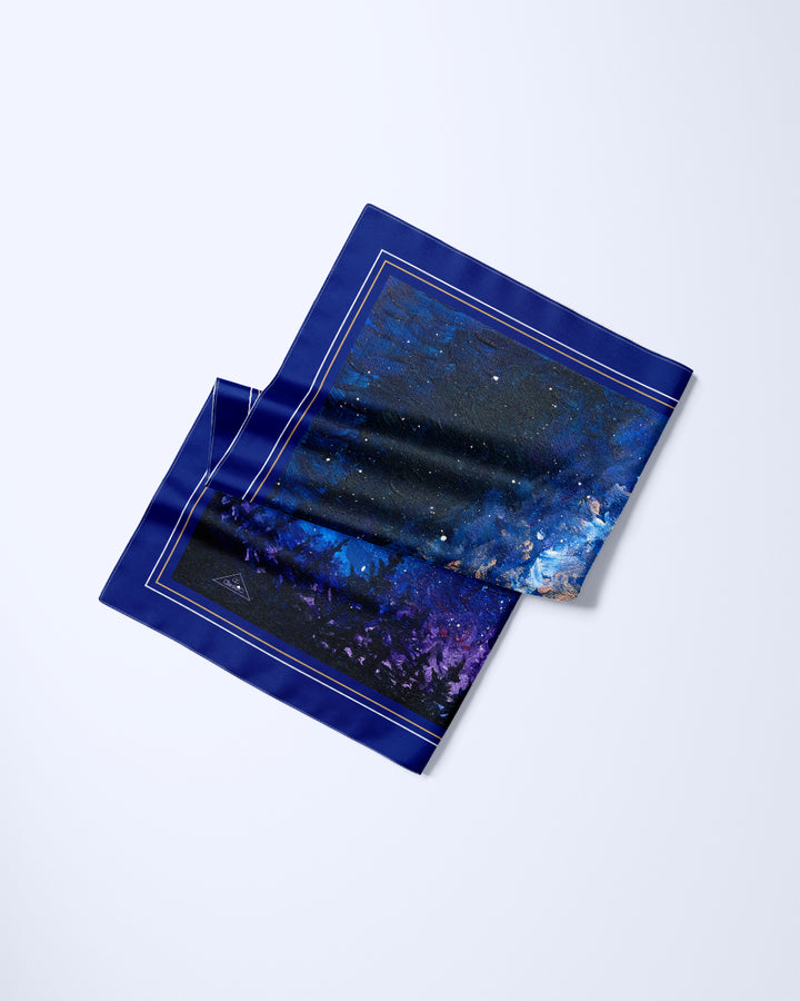 UNIVERSE MILKY WAY Designer Silk Scarf – Blue | Art-A-Porte by Alesia Chaika
